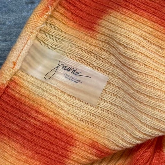 Orange Tie-Dye Bodycon Mini Dress Spaghetti Straps Stretchy Fit Rave Energy - Picture 4 of 6